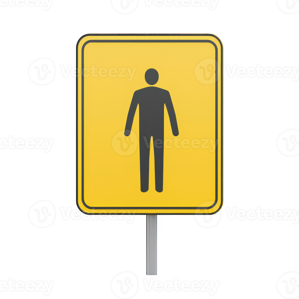 A yellow pedestrian sign depicting a human figure for urban navigation. png