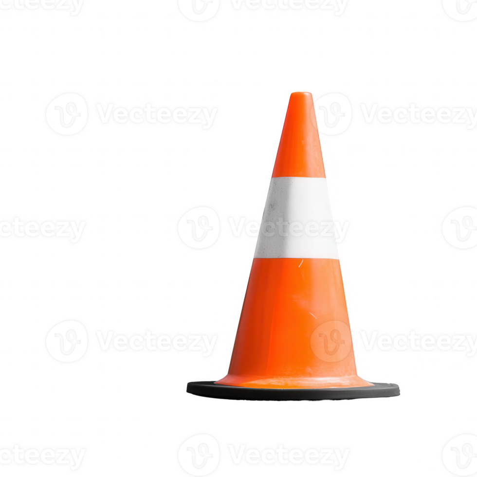 Bright orange traffic cone used for road safety and construction site warnings. png