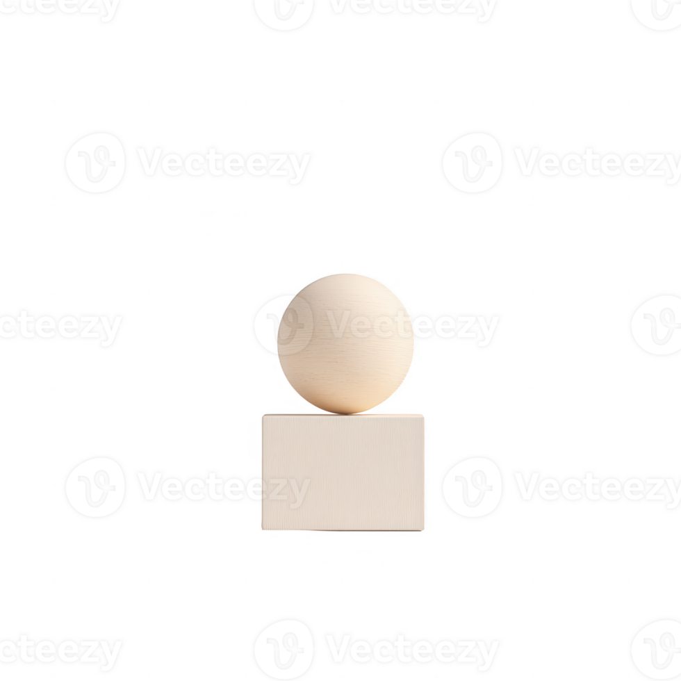 Minimalist geometric shapes featuring a sphere atop a cube, perfect for design projects. png