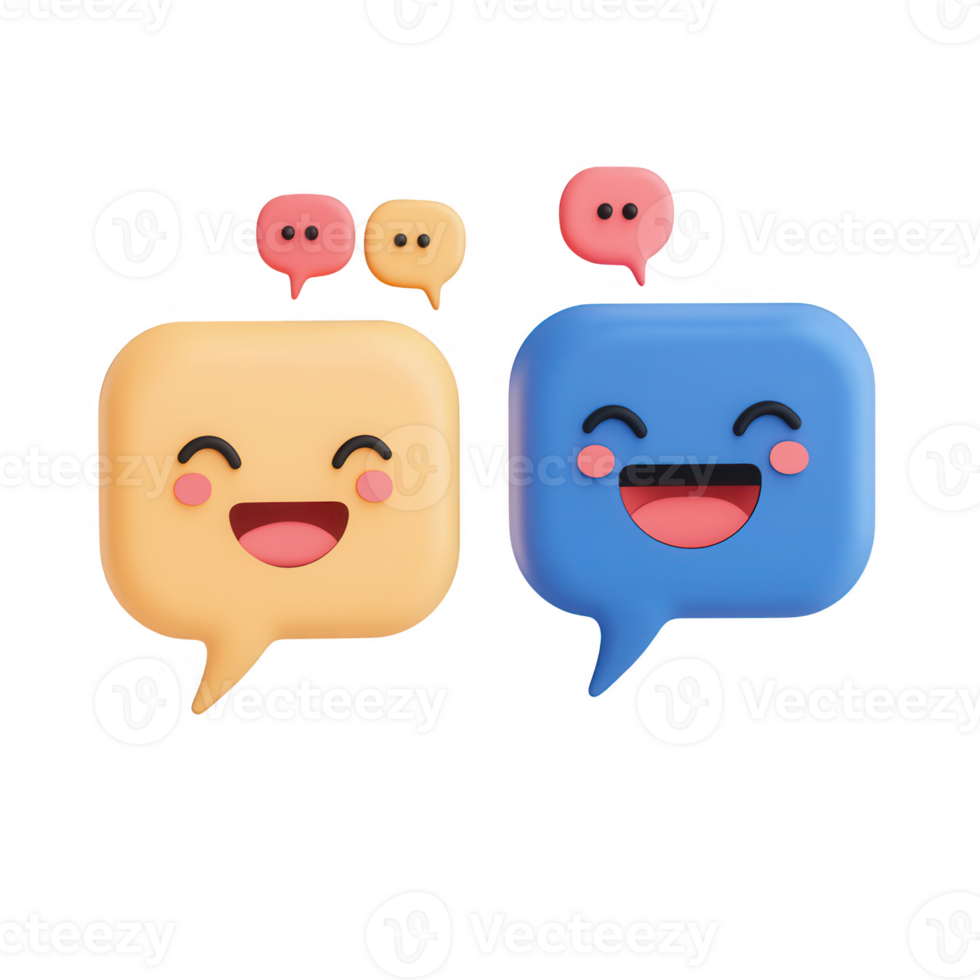 Colorful chat bubbles expressing happiness and joy with smiling faces. png