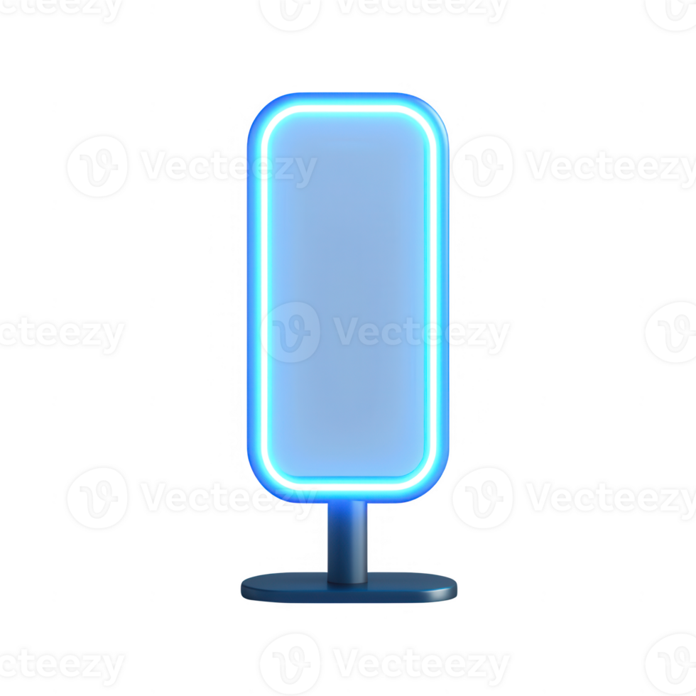 Illuminated blue neon sign with a modern and sleek design, perfect for marketing. png