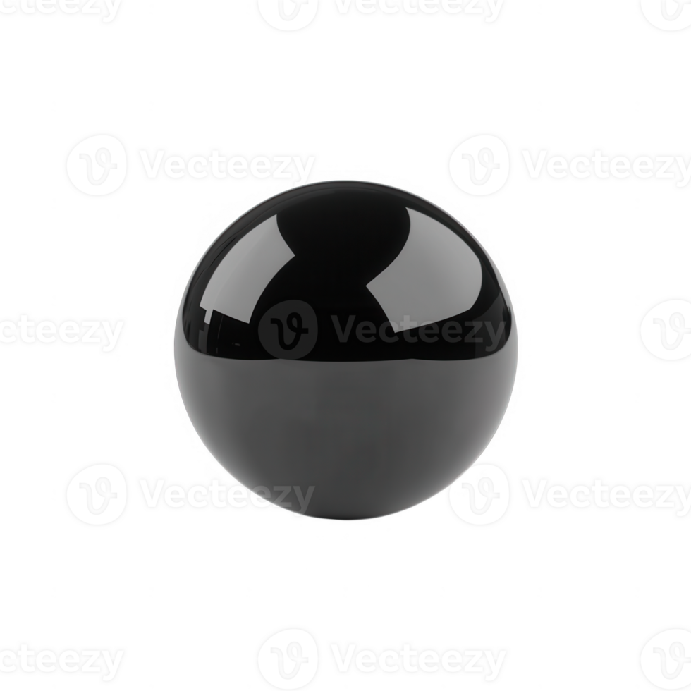 Glossy black sphere on a white background, perfect for use in design and graphic projects. png