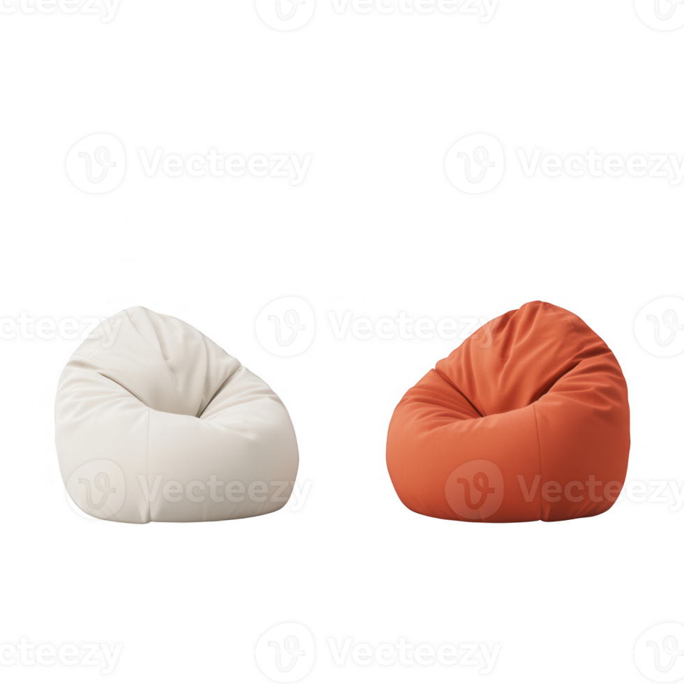Cozy bean bag chairs in modern colors, perfect for casual living spaces and relaxation. png