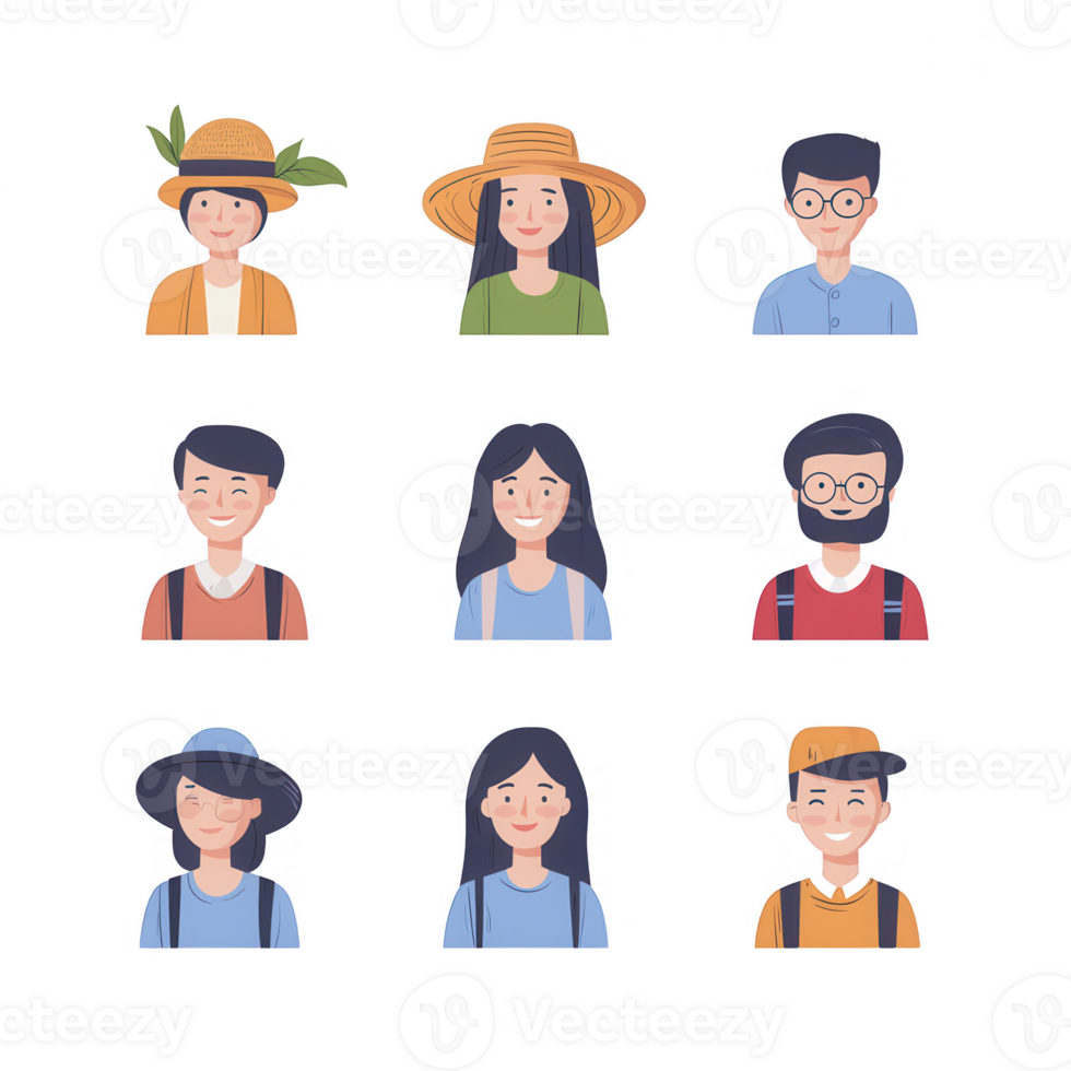 Diverse group of avatars representing various professions and styles. png