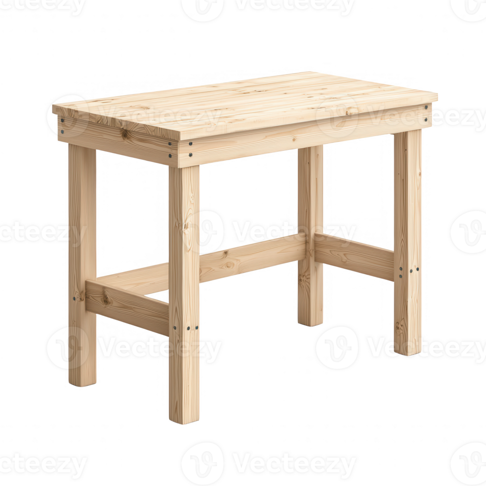 Simple wooden table designed for versatile use in workshops or home settings. png