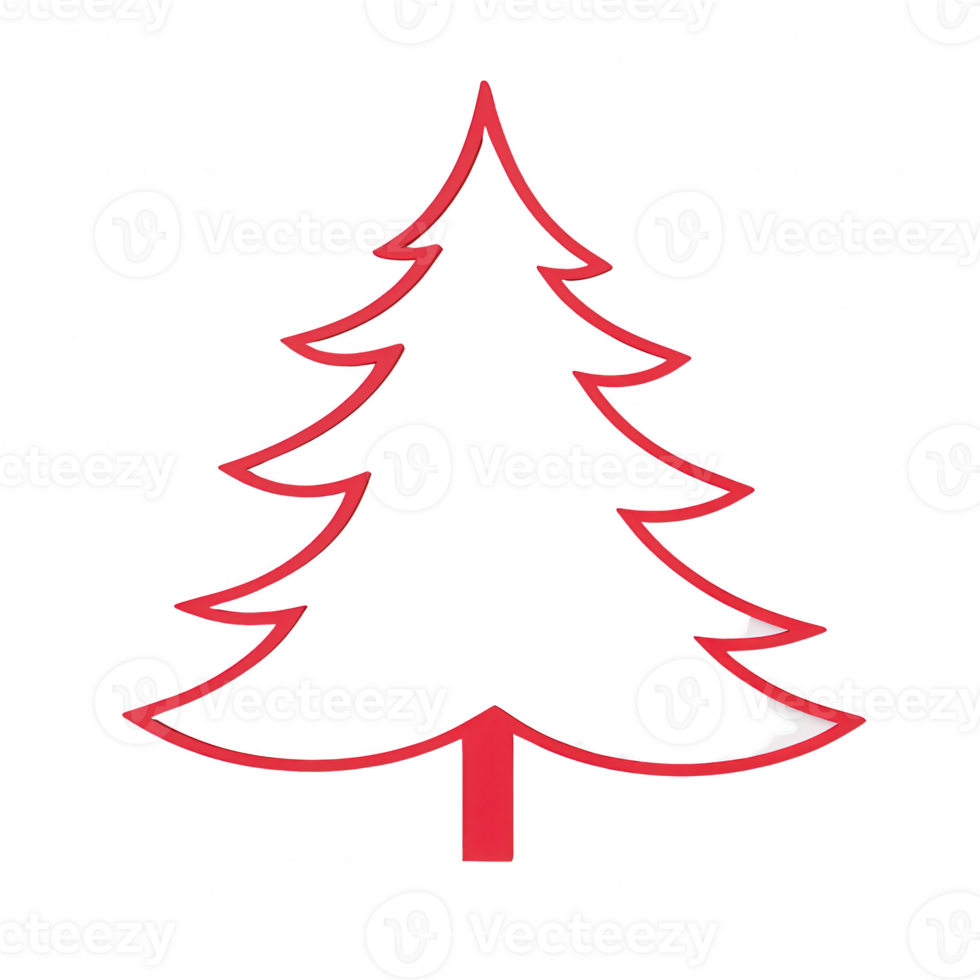 Stylized red Christmas tree illustration for holiday-themed designs. png
