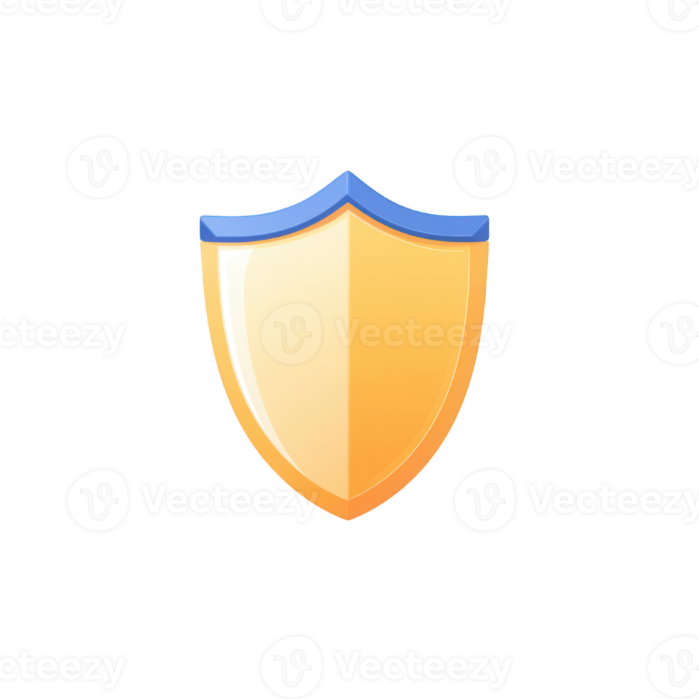 Stylized shield icon representing protection and security in modern design. png