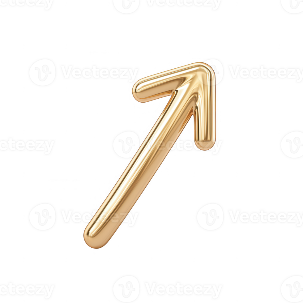 Stylish golden arrow pointing upwards, symbolizing growth and progress. png