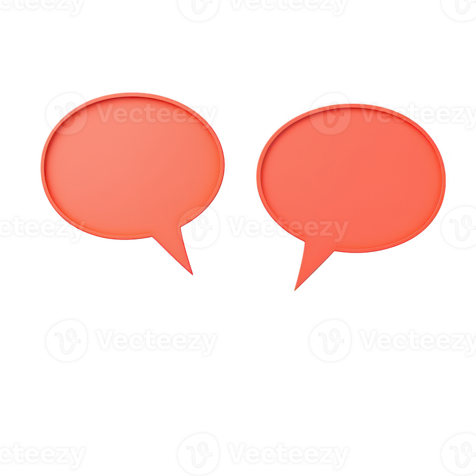 Two red speech bubbles for communication and conversation design elements. png