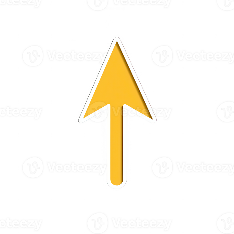 Yellow arrow icon pointing upward, symbolizing direction and positive movement. png