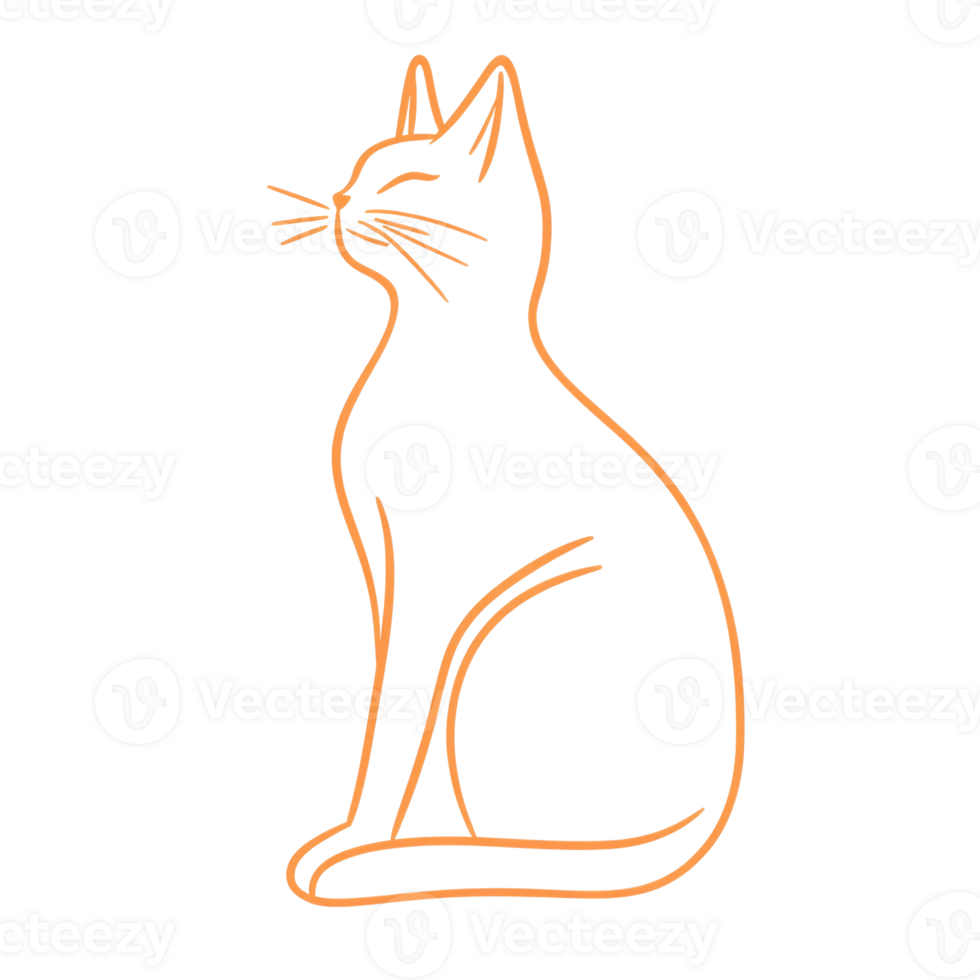 Orange Line Drawing Of A Sitting Cat png