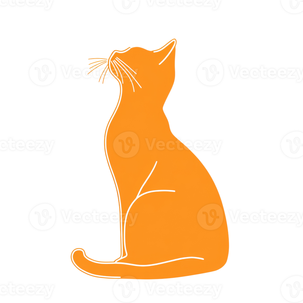 Orange Cat Sitting And Looking Upward png