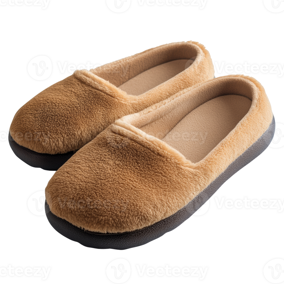 A Pair Of Soft Brown Furry Slippers png