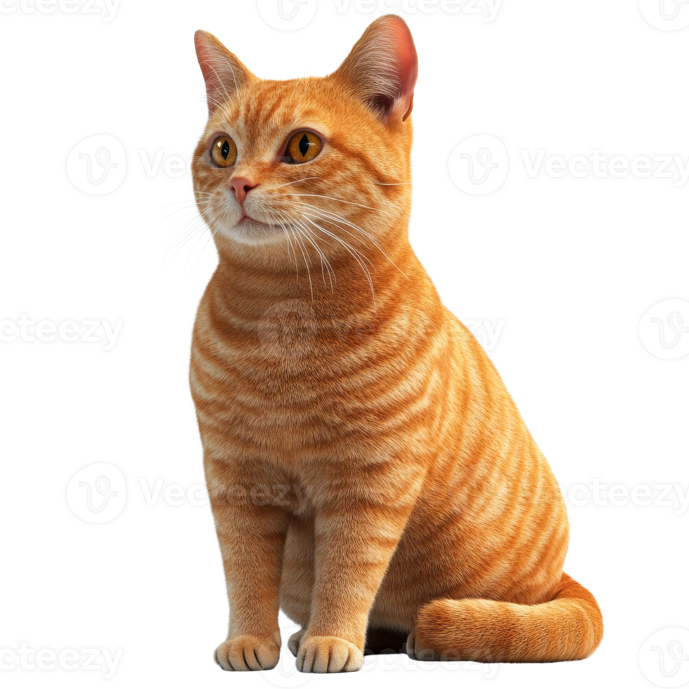 Adorable Orange Tabby Cat Sitting Alertly png