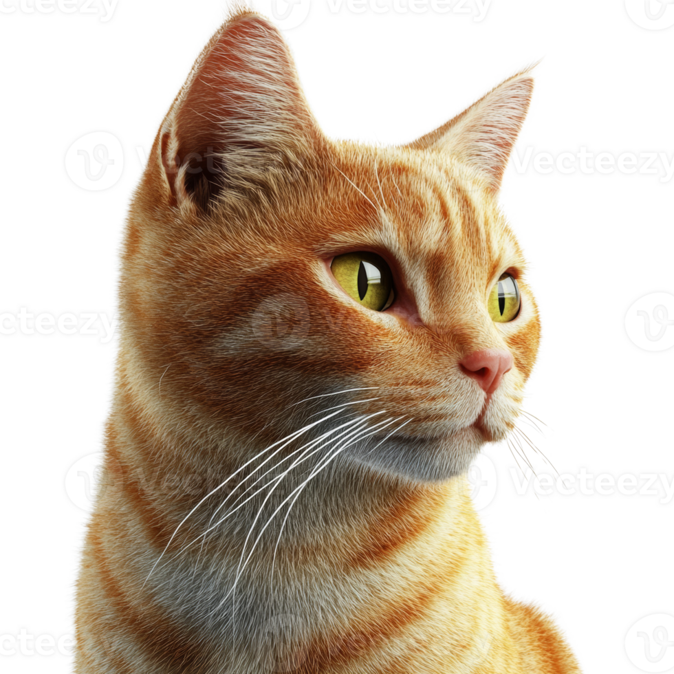 A ginger cat looking intently to the right side png