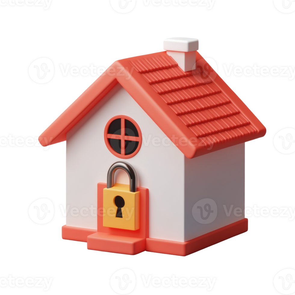 A small red house with a yellow padlock png