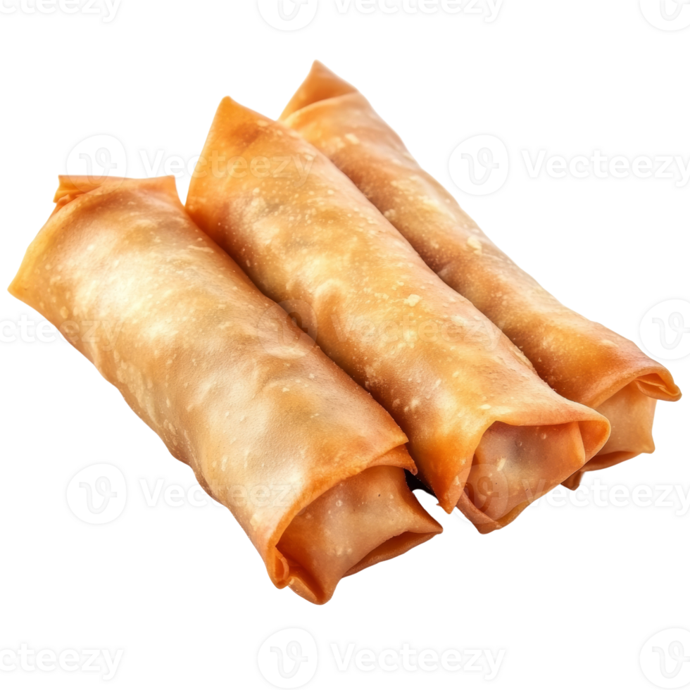 Three Golden Brown Crispy Egg Rolls Ready To Eat png