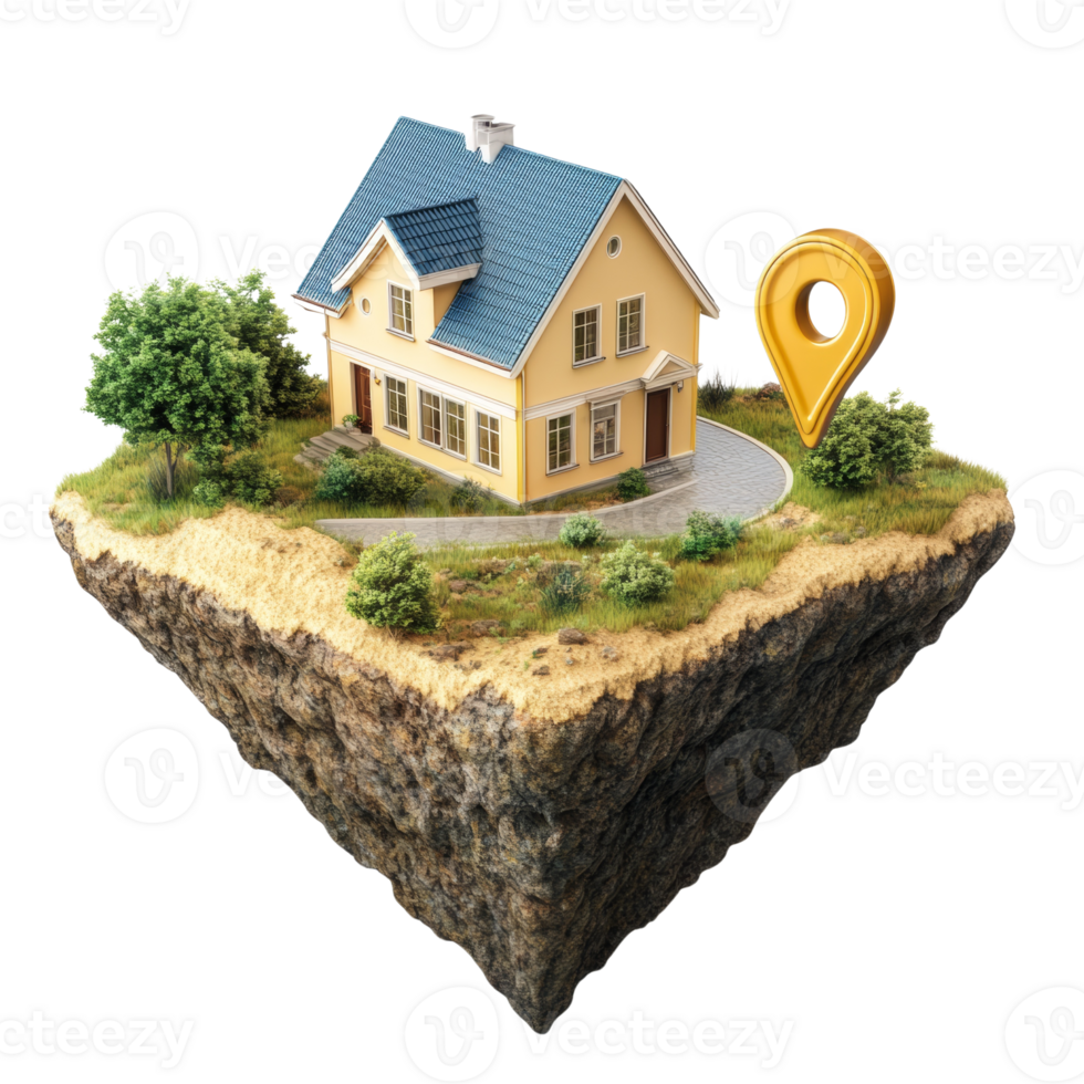 Yellow House on a Floating Island Location Pin png