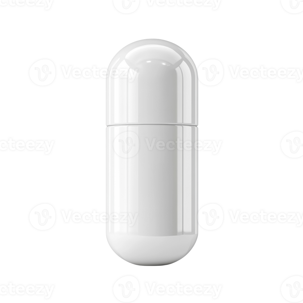 White Capsule Shaped Cosmetic Container Mockup. isolated png