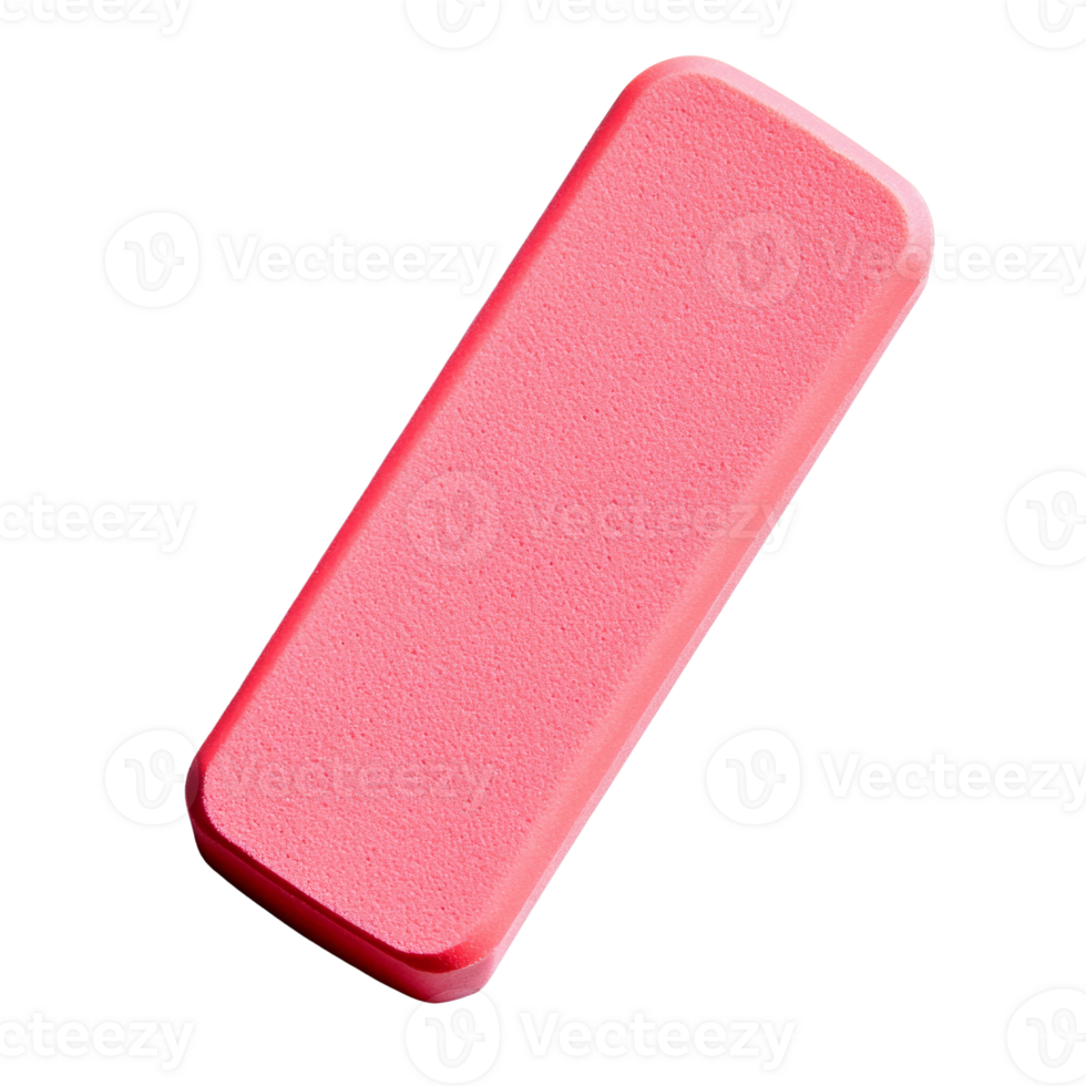 Pink rectangular porous sponge isolated on black png