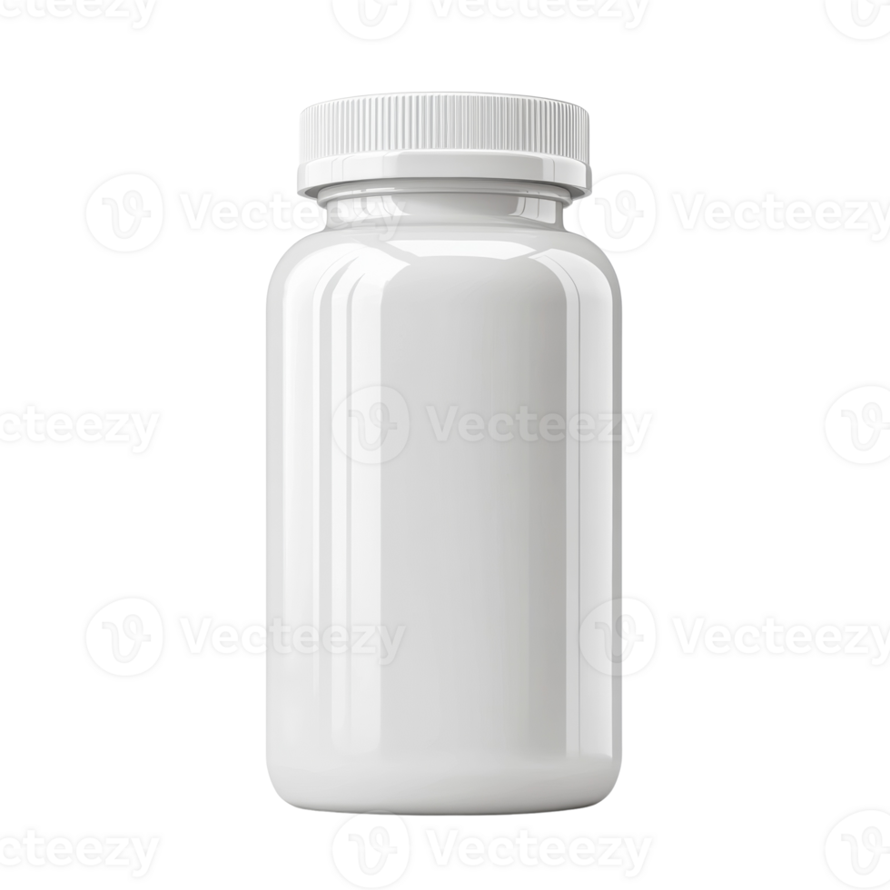 White Plastic Bottle Mockup for Supplements png