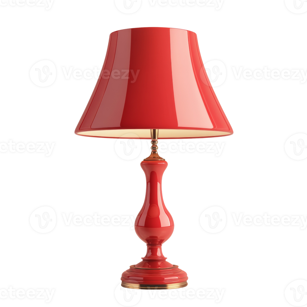 Elegant Red Table Lamp with Conical Shade. isolated png