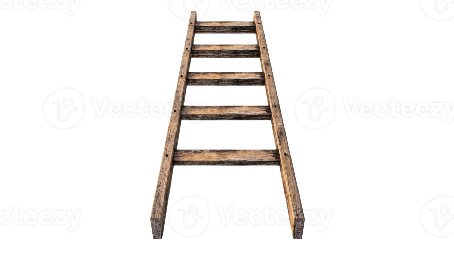 Rustic Wooden Ladder Isolated On Black Background png