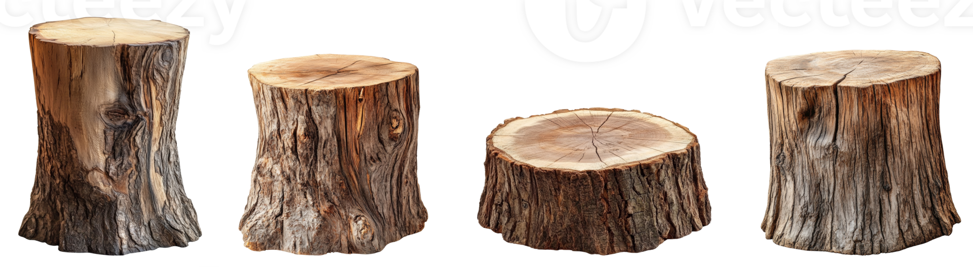 Four Tree Trunk Cross Sections Displayed png