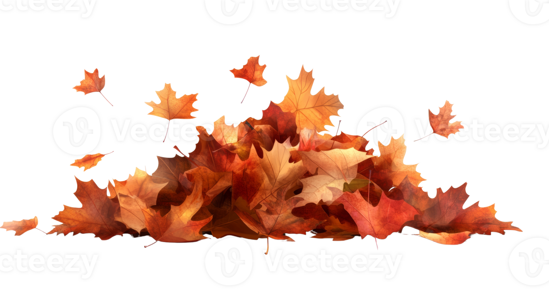 A pile of autumn leaves with some blowing in the wind png