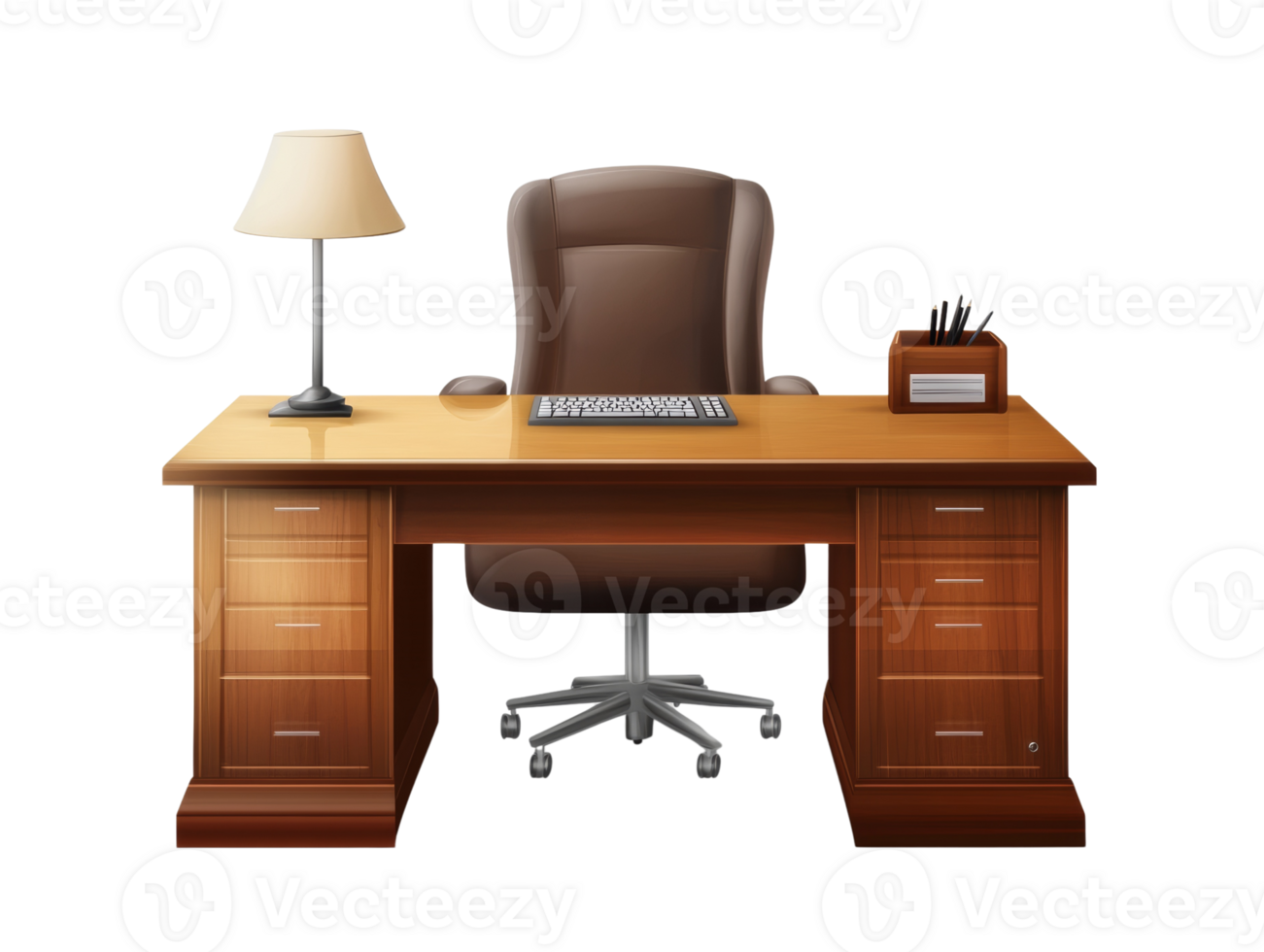 A well organized executive office desk setup png
