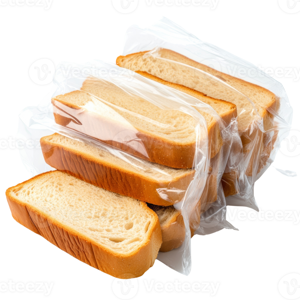 Slices of bread packaged in plastic wrap png