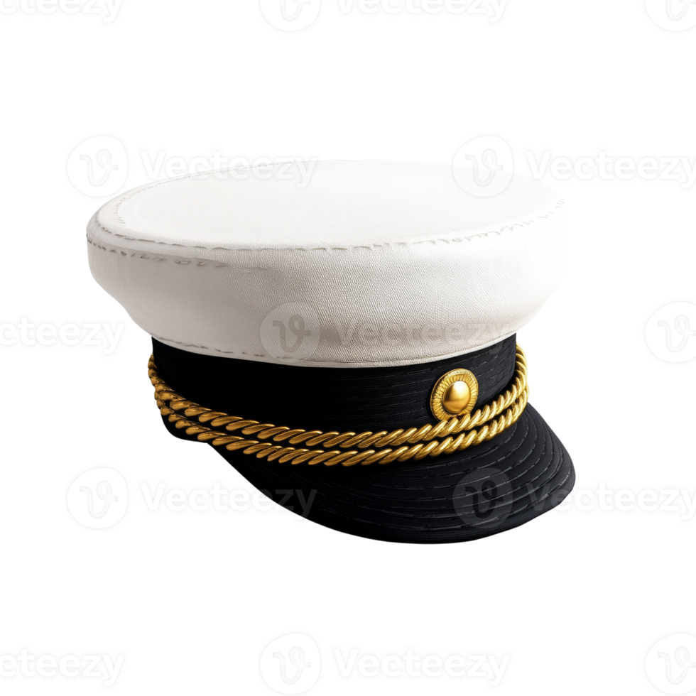 Elegant White and Black Officer Style Cap png