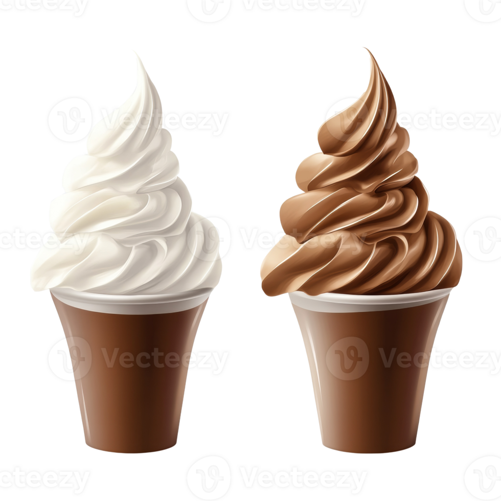 Vanilla and Chocolate Soft Serve Ice Cream Cups png