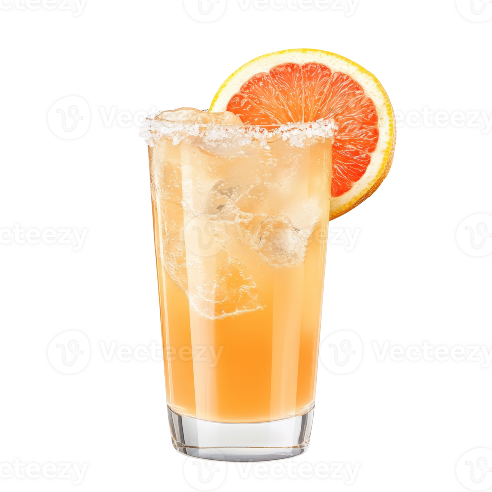 Refreshing Grapefruit Cocktail with Ice and Salt. isolated png