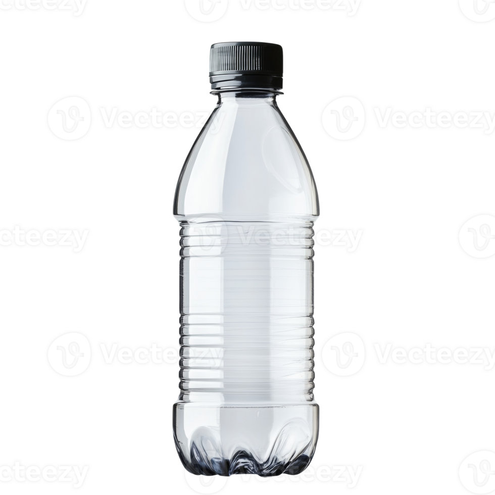 Transparent Plastic Bottle With Black Cap png