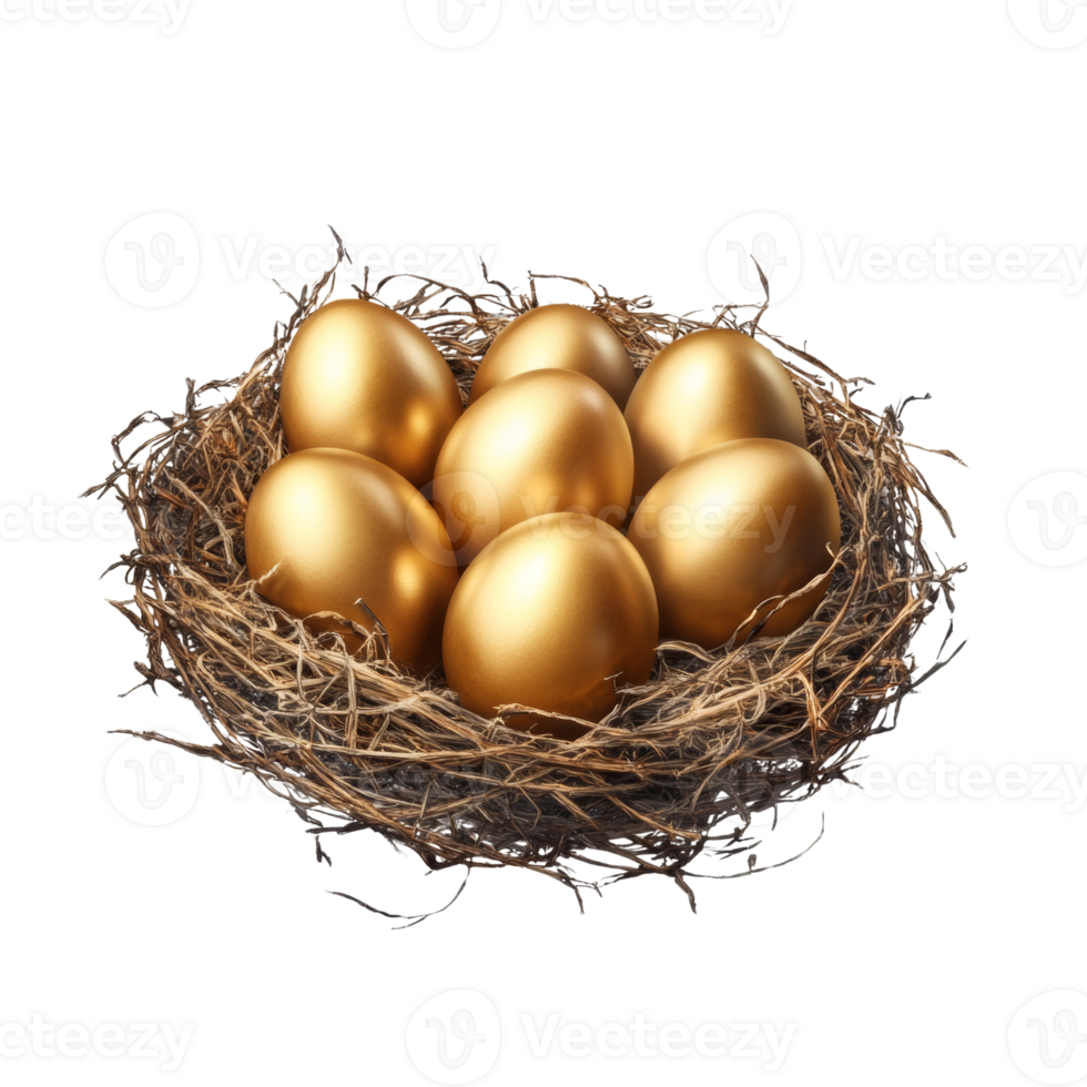 Golden Eggs Nestled Securely In A Bird Nest png
