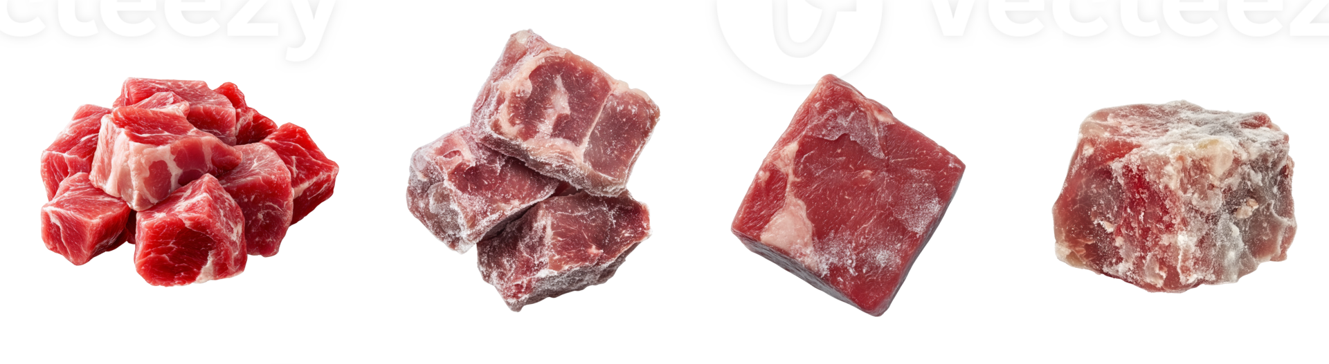 Frozen and Fresh Beef Cuts Displayed Together png