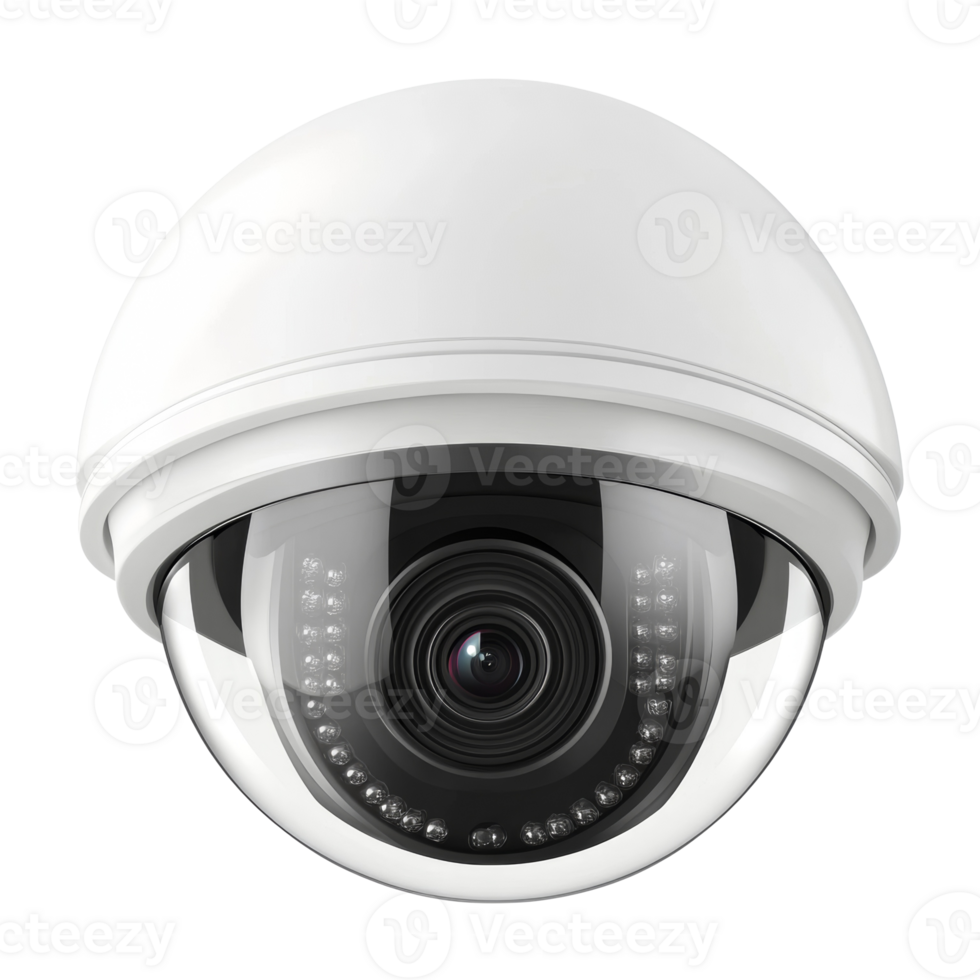 White Dome Security Camera With Infrared LEDs png