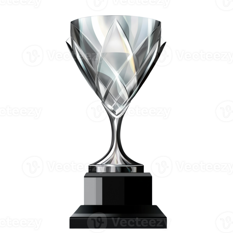 Elegant Crystal Award Trophy on Black Base png