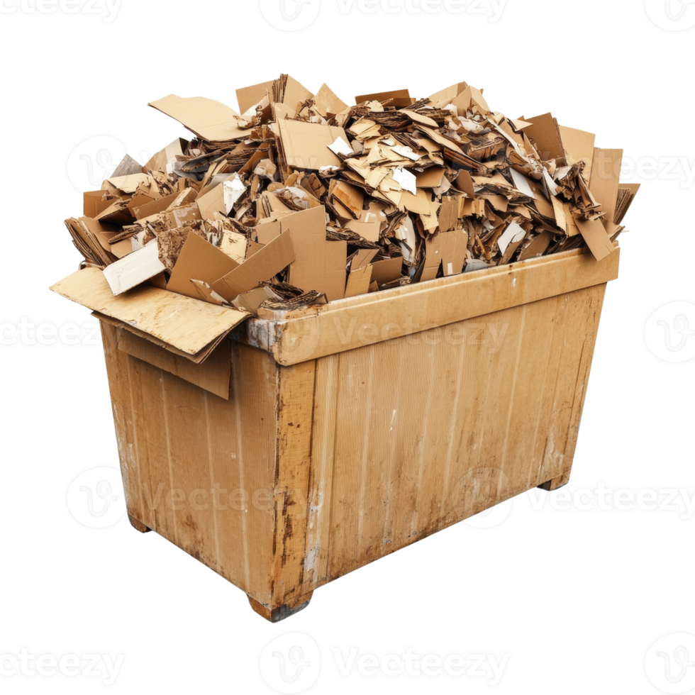 Cardboard Waste Filled In A Wooden Container png