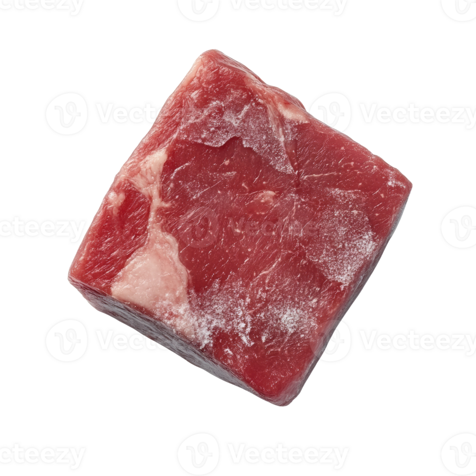 Frozen beef steak cube ready for cooking png