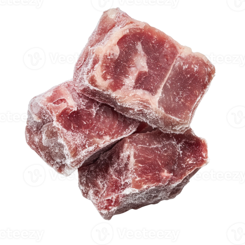 Frozen beef cubes ready for cooking preparation png