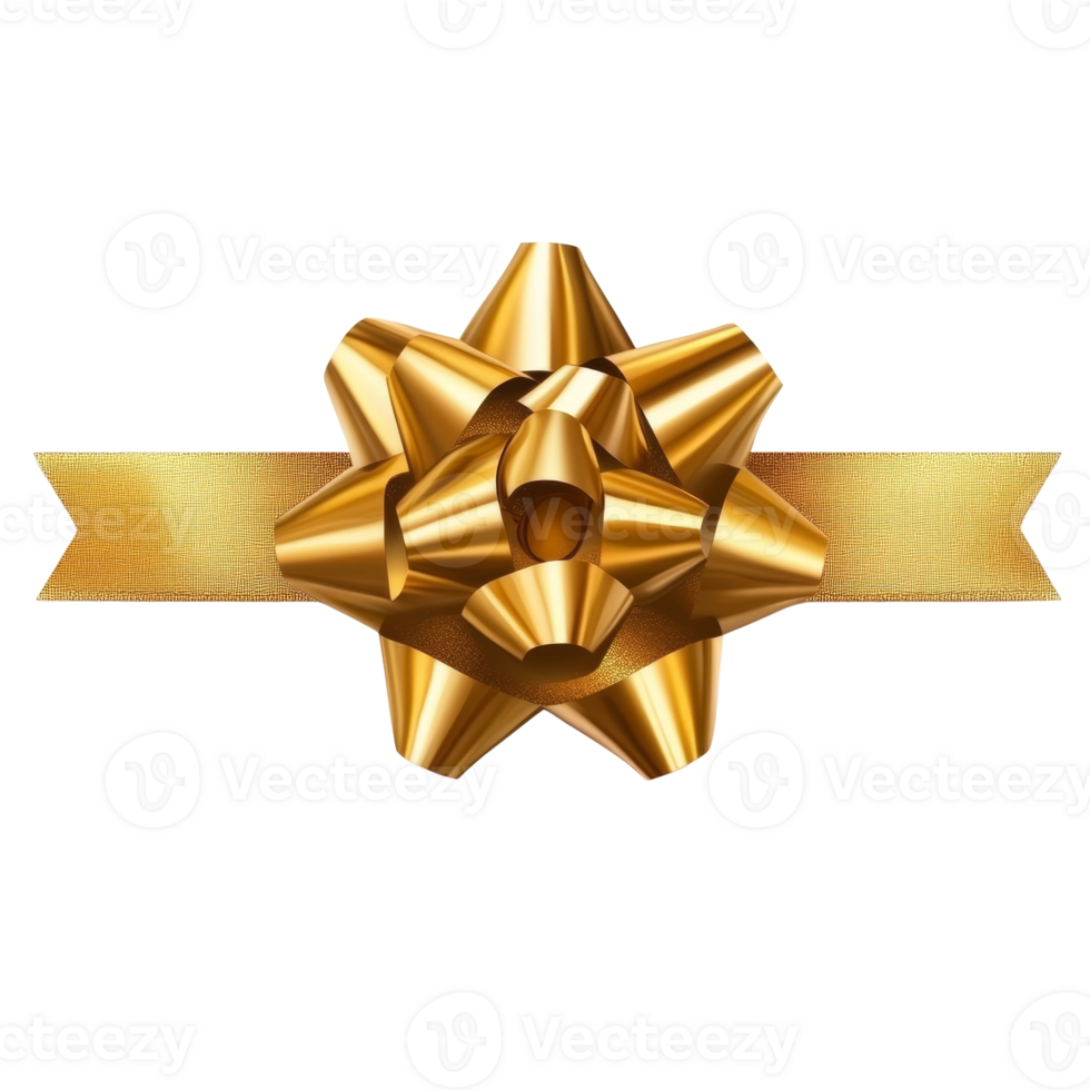 A Gold Bow and Ribbon on Black Background png