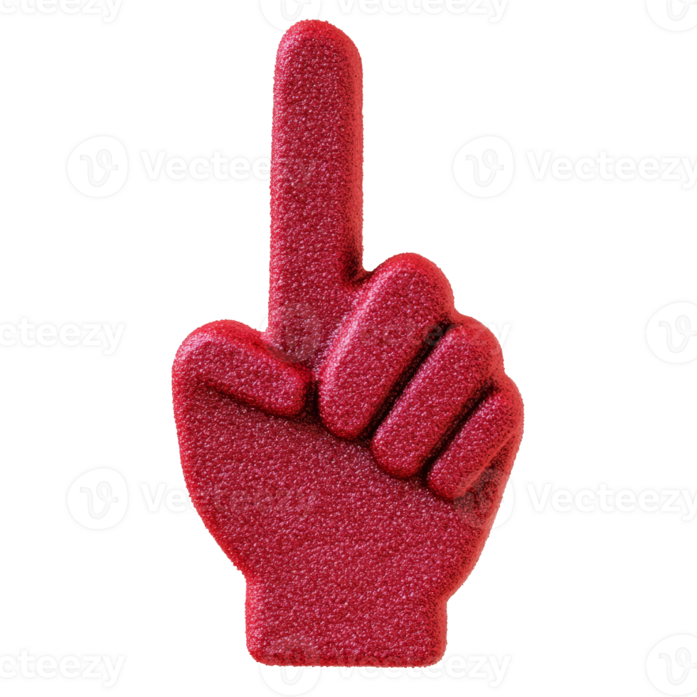 Red Foam Hand Gesturing Number One png