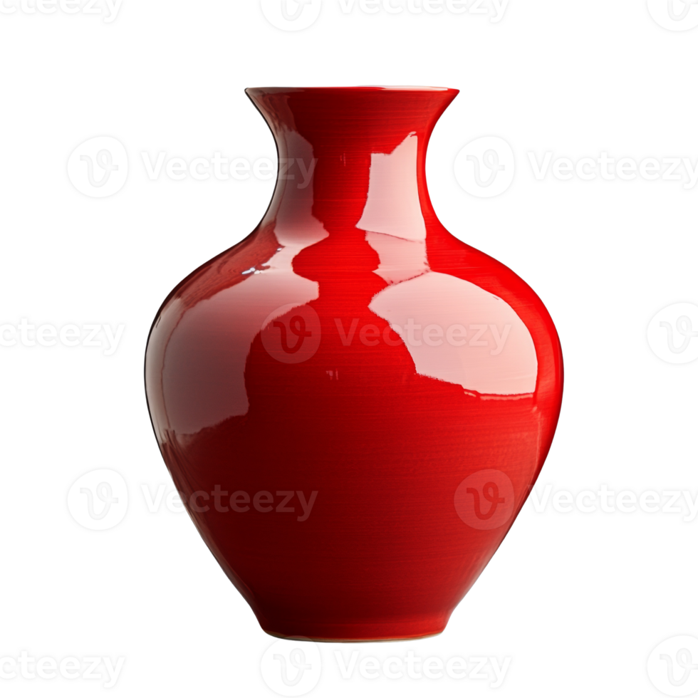 A Shiny Red Ceramic Vase Stands Against A Black Background png