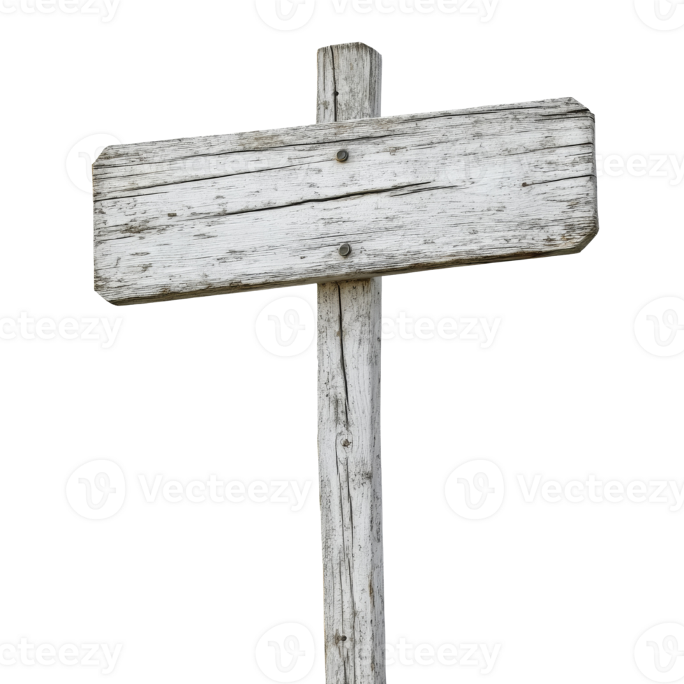 Weathered Wooden Signpost Blank Directional Marker png
