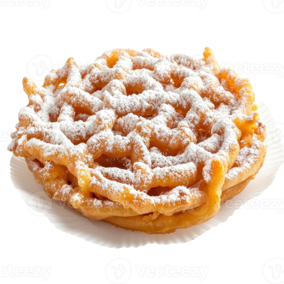 A Delicious Funnel Cake Covered in Powdered Sugar png