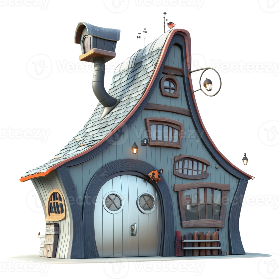 Whimsical Cartoon Cottage House Design Illustration png