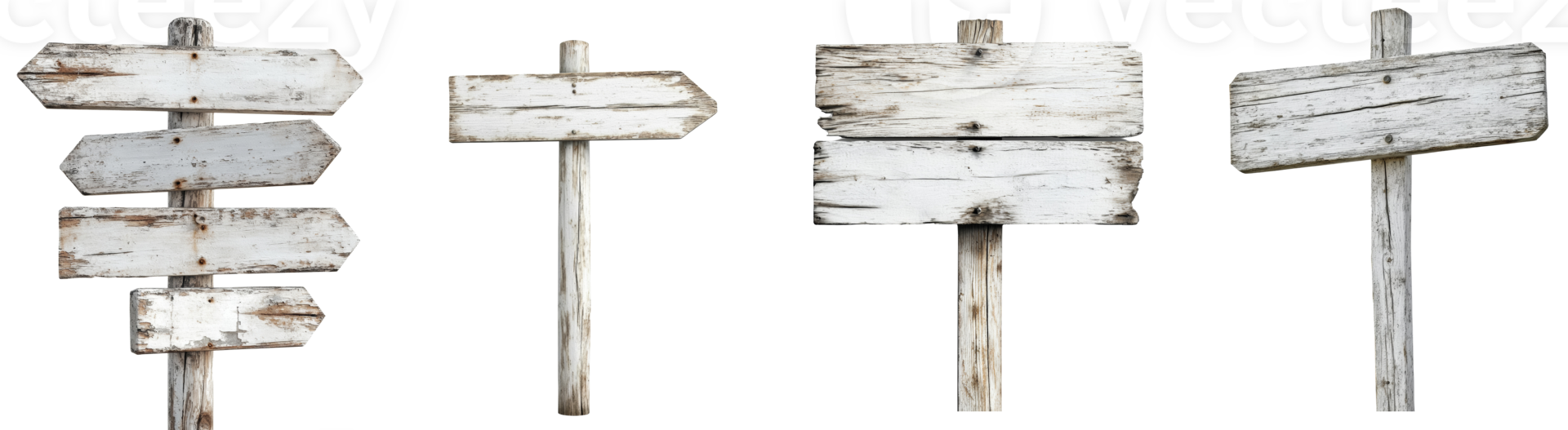 Weathered Wooden Signposts Displaying Blank Arrows And Signs png