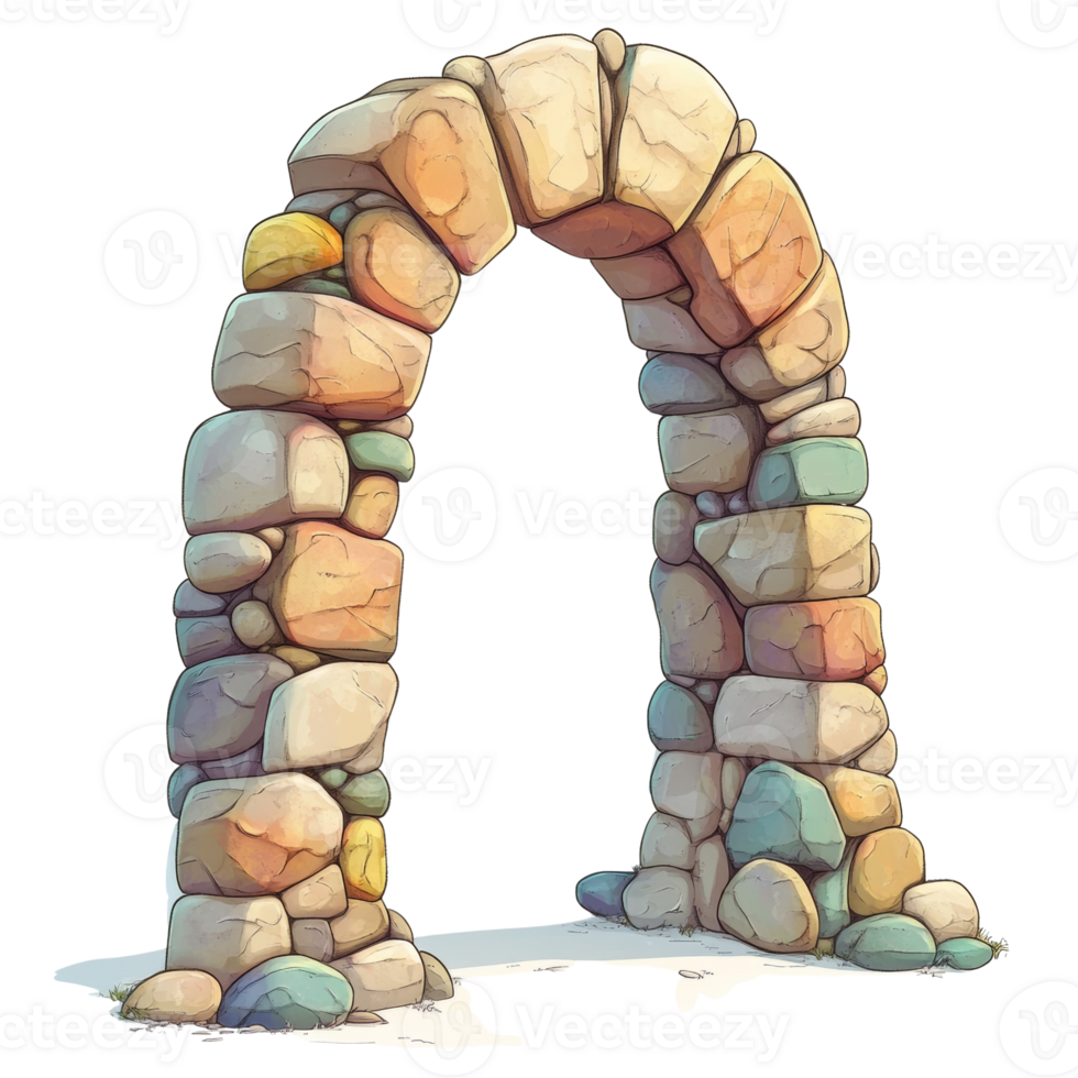 Stone Archway Built With Varied Colored Rocks png